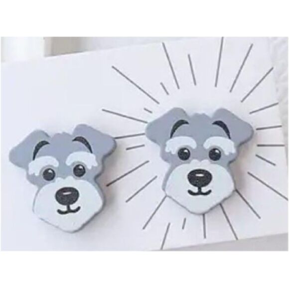 Adorable Schnauzer Dog Stud Earrings Puppy Dogs - Picture 5 of 6